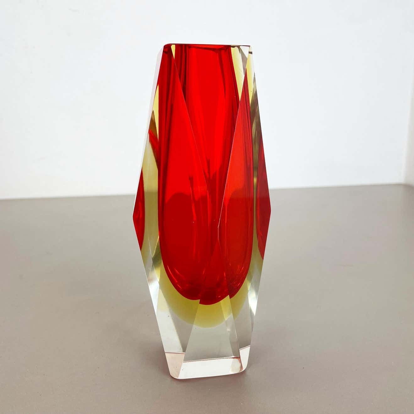 photo buy Large Red Murano Glass Sommerso Vase By Flavio Poli Attributed, Italy 1970s