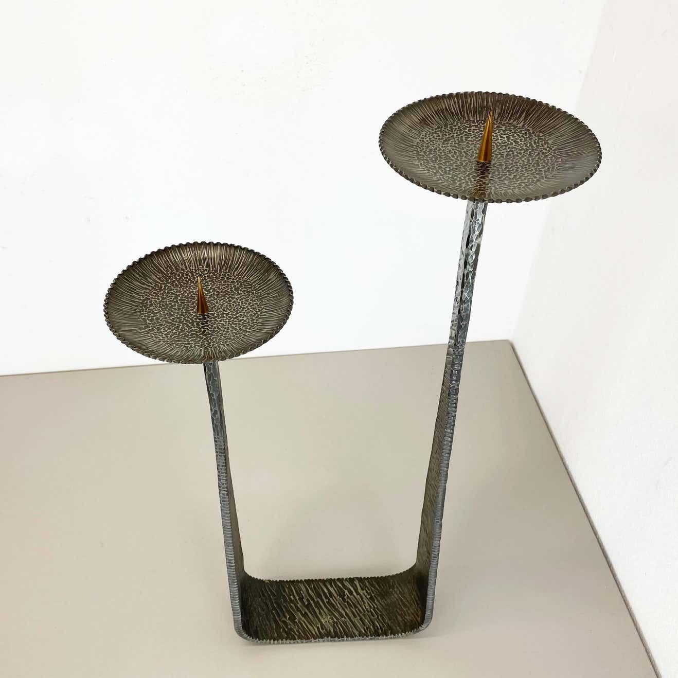 Xl Modernist Sculptural Brutalist Copper Floor Candleholder, Germany, 1970s photo Home Decor