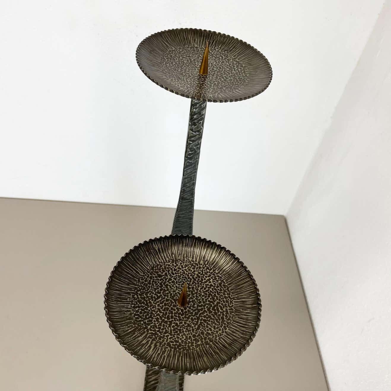 Xl Modernist Sculptural Brutalist Copper Floor Candleholder, Germany, 1970s photo vinterior