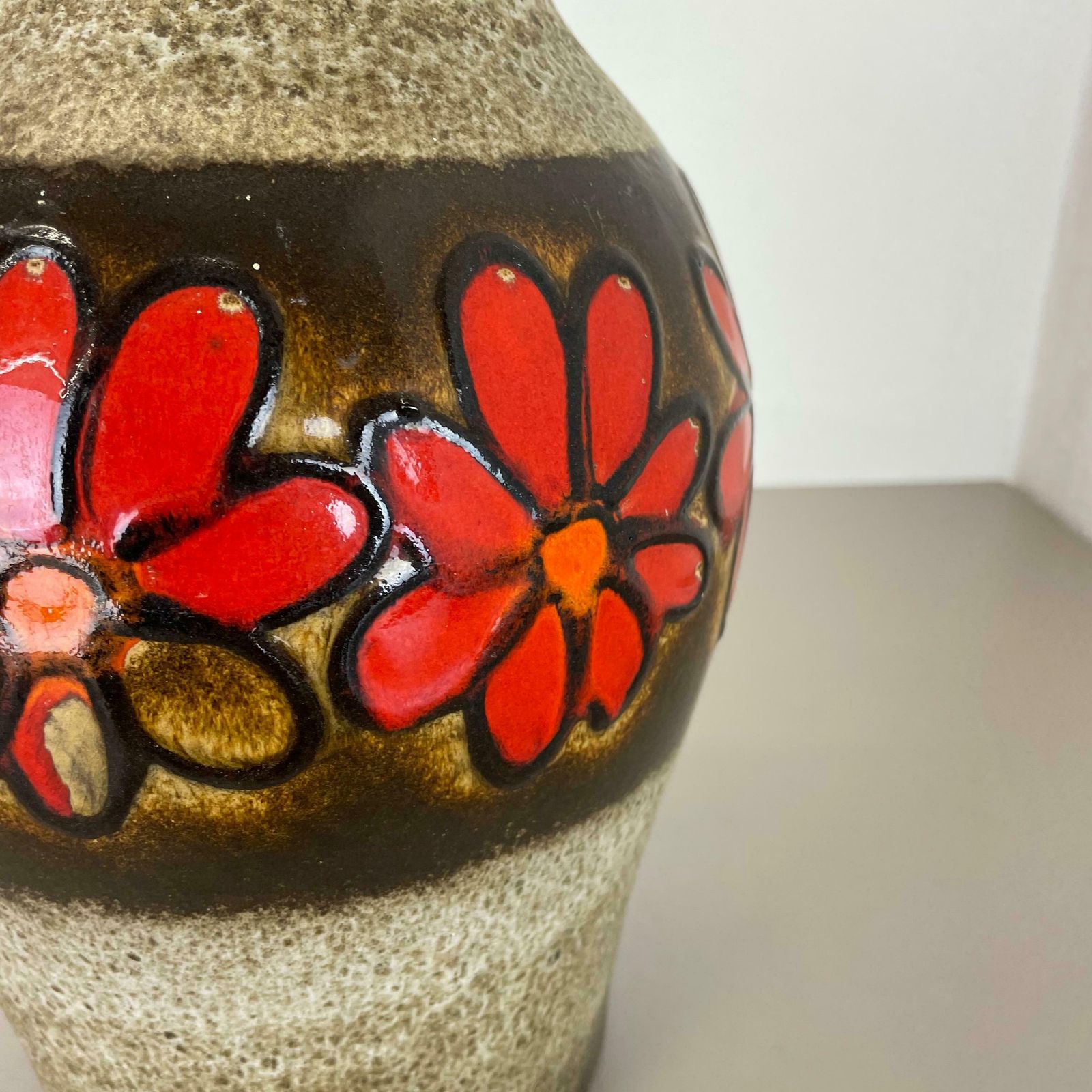 Large Pottery Fat Lava Multi Colour "Floral" Floor Vase Made By Scheurich, 1970s photo buy
