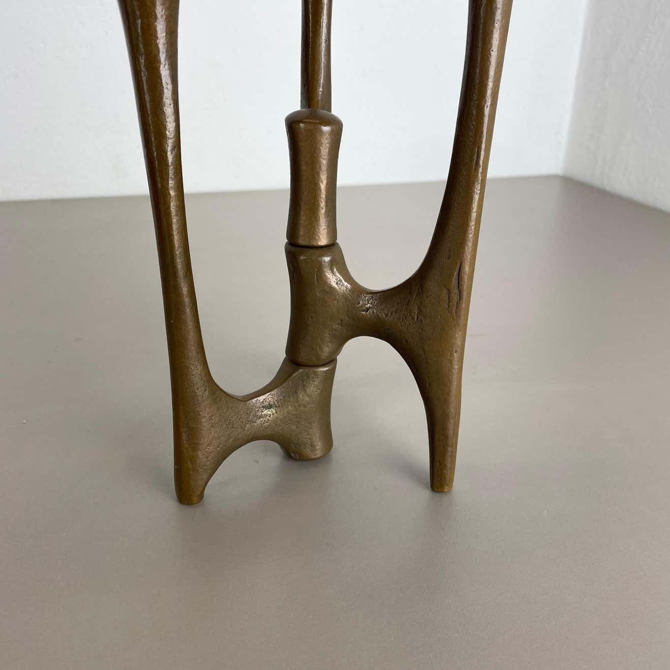 858.0 Midcentury Brutalist Bronze Tripod Candleholder By Michael Harjes, Germany 1960s photo