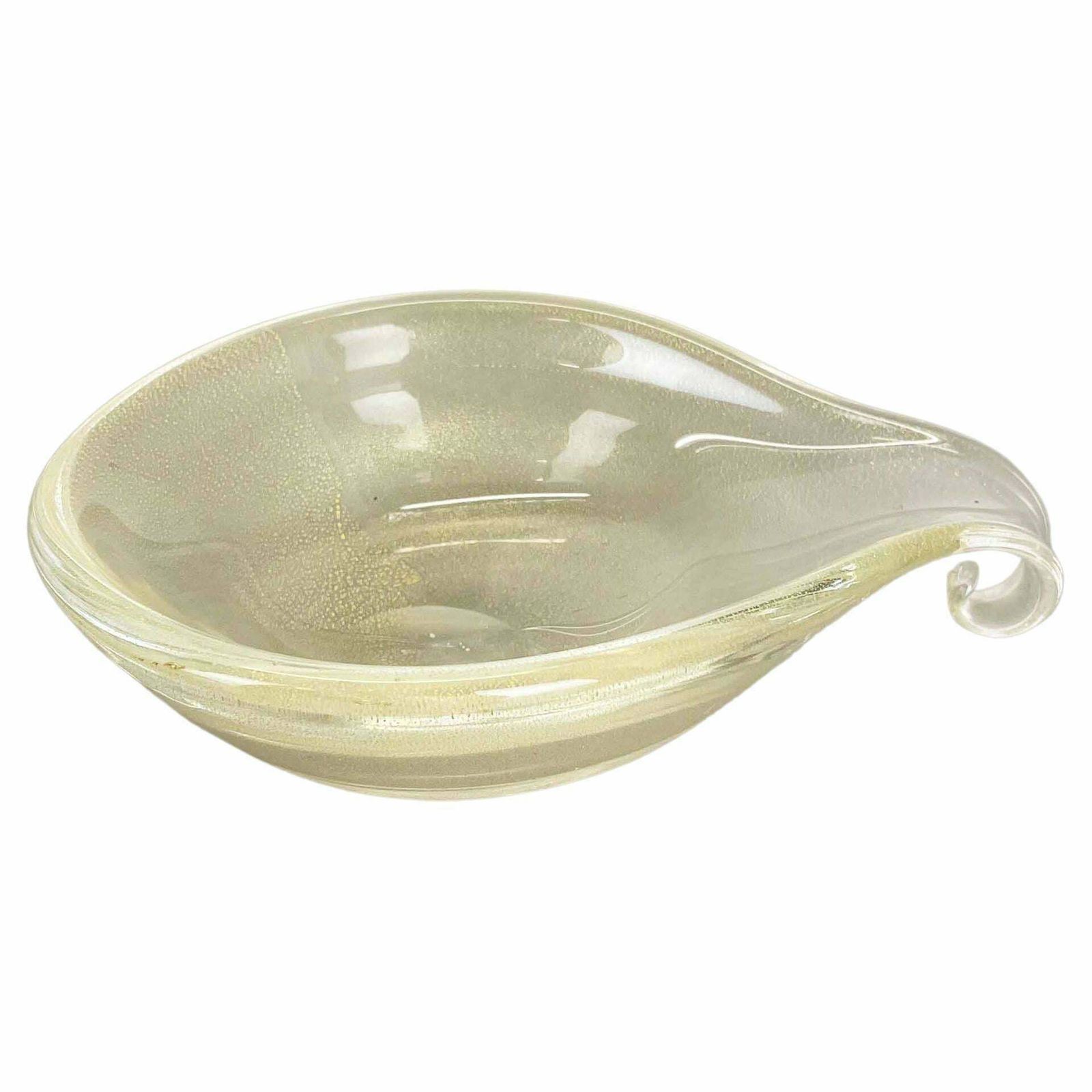 Glass Bowl Element Shell Ashtray Murano Bubble By Barovier And Toso Italy 1970s