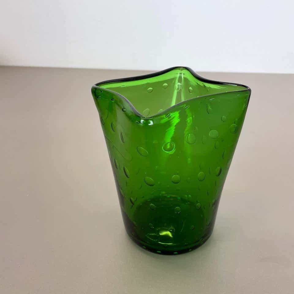 Murano Glass Bullicante Bubble "Green" Vase Element Shell Murano, Italy, 1970s photo buy
