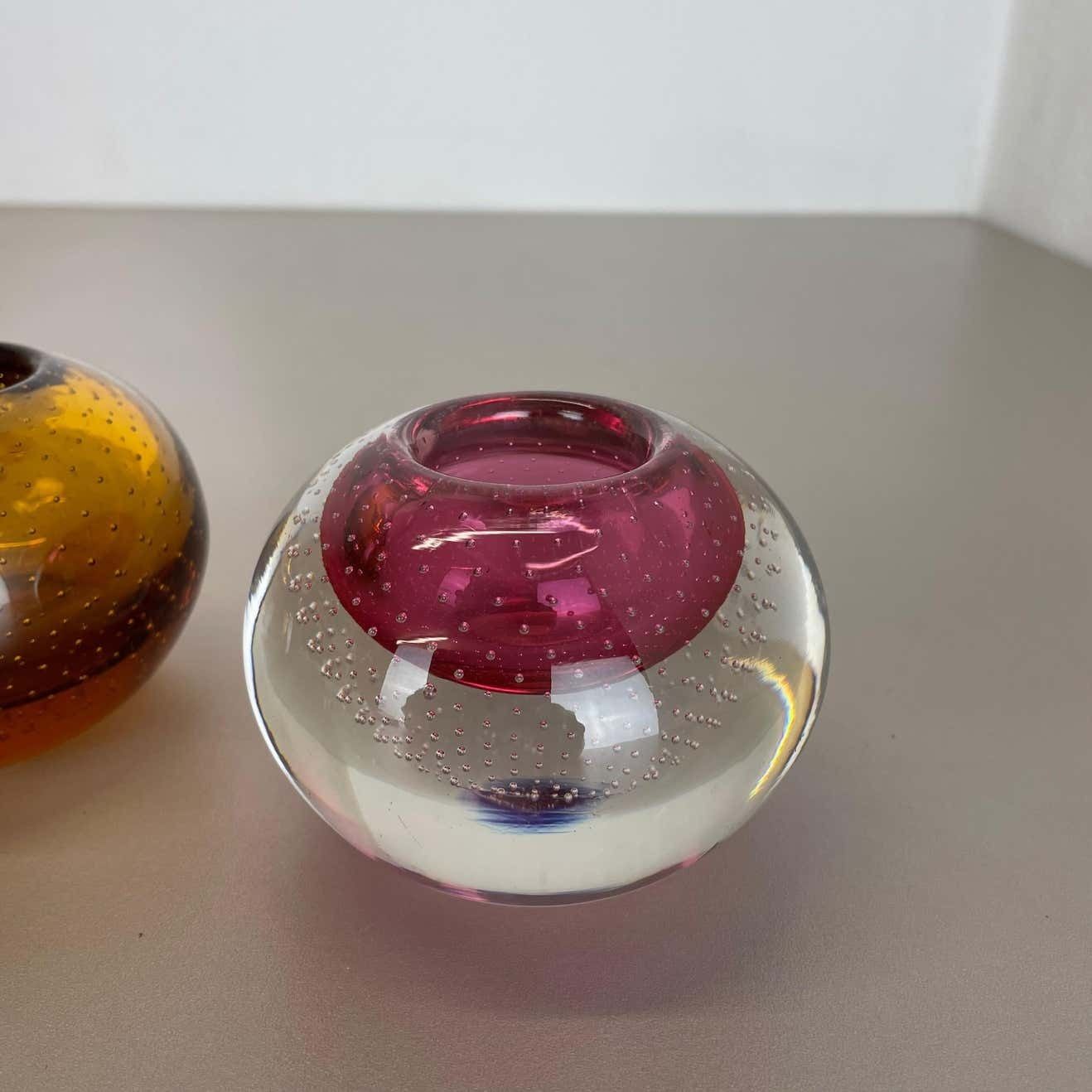 Set Of 2 Murano Glass Bubble Structure Bowl Shells Ashtray Element, Italy, 1970s photo 533.0
