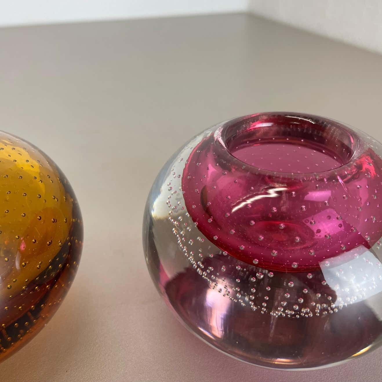 533.0 Set Of 2 Murano Glass Bubble Structure Bowl Shells Ashtray Element, Italy, 1970s photo