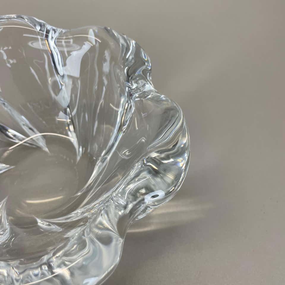Large 2kg Floral Glass Shell Bowl Ashtray Element By Orrefors, Sweden, 1970s photo vintage