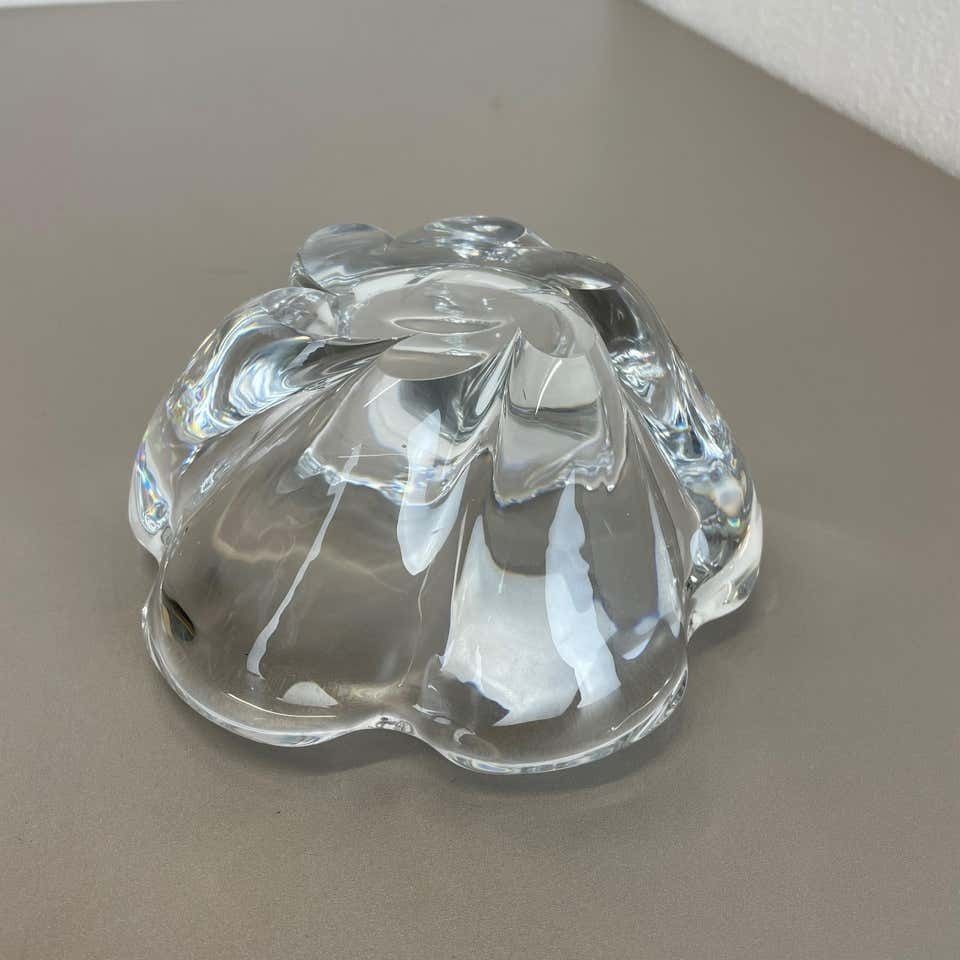 photo vinterior Large 2kg Floral Glass Shell Bowl Ashtray Element By Orrefors, Sweden, 1970s