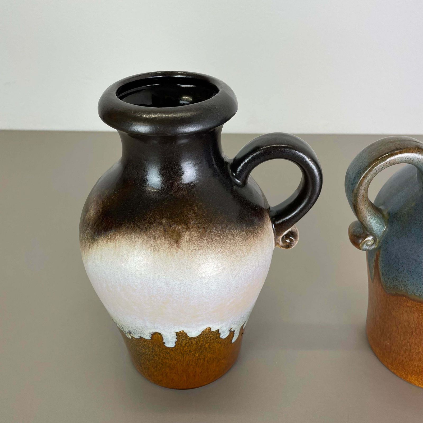 Set Of Two Pottery Fat Lava Vases "Multi Color" By Scheurich, Germany, 1970s photo Home Decor