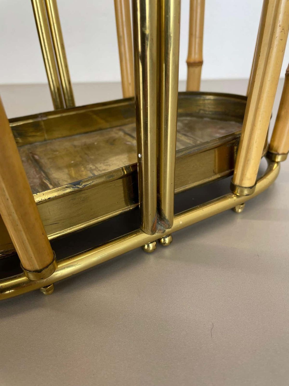 Hollywood Regency Auböck Style Brass Bamboo Umbrella Stand, Austria, 1950s photo buy