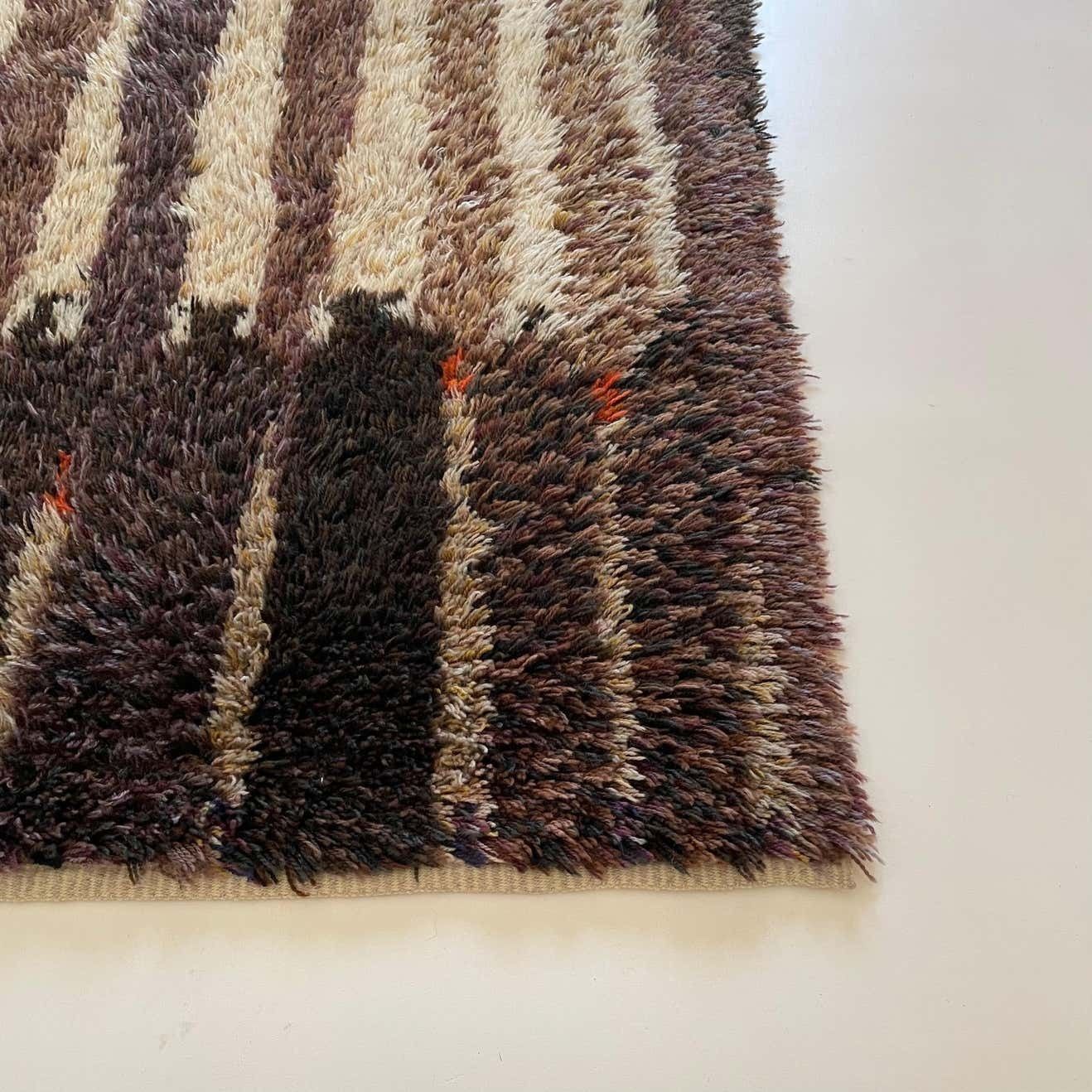 Original Abstract Scandinavian High Pile Abstract Rya Rug Carpet, Finland, 1960s photo Textiles
