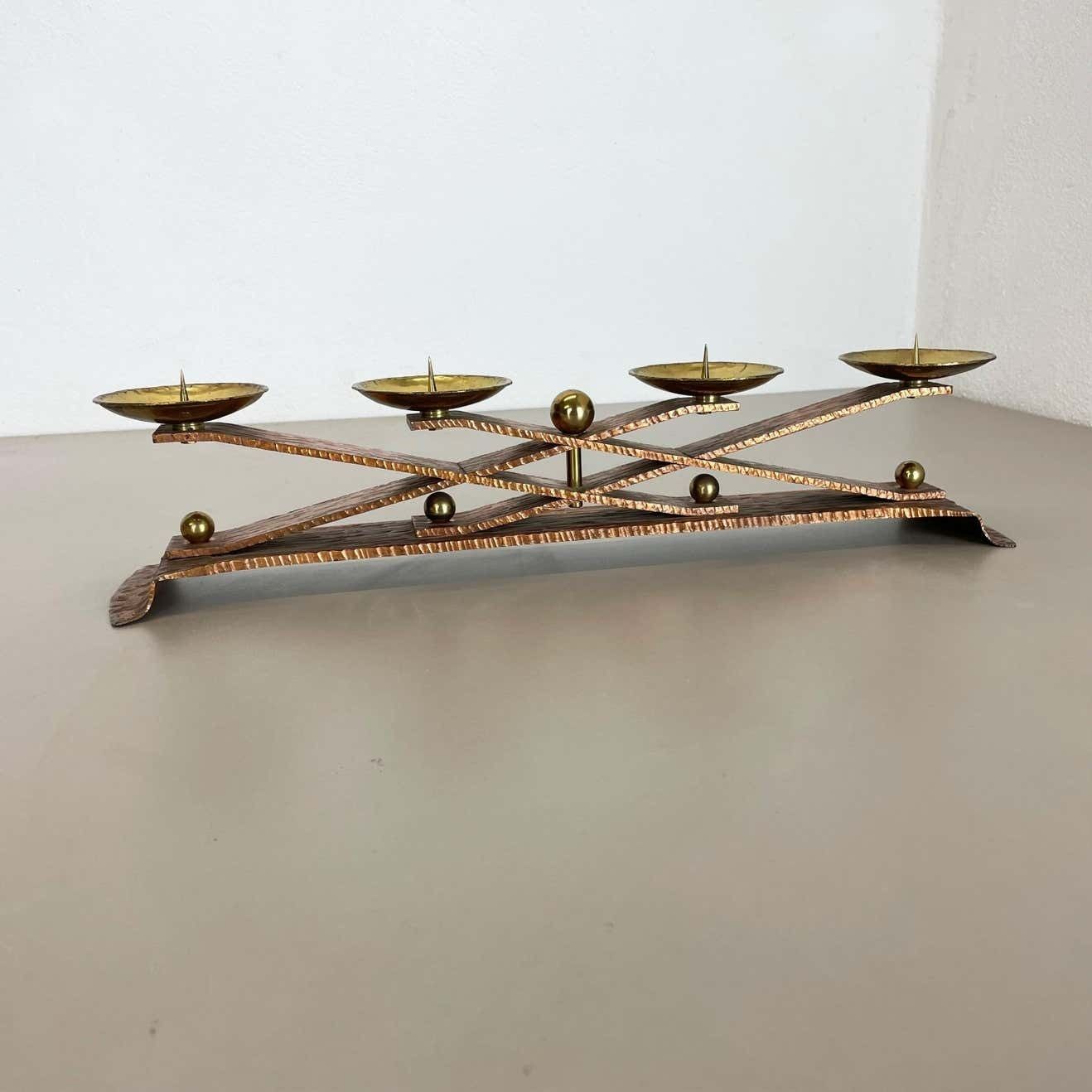 Hagenauer Style Brutalist Copper + Brass Candleholder, Austria 1950 photo furniture