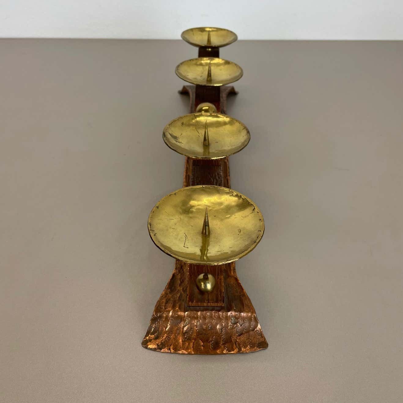 photo buy Hagenauer Style Brutalist Copper + Brass Candleholder, Austria 1950