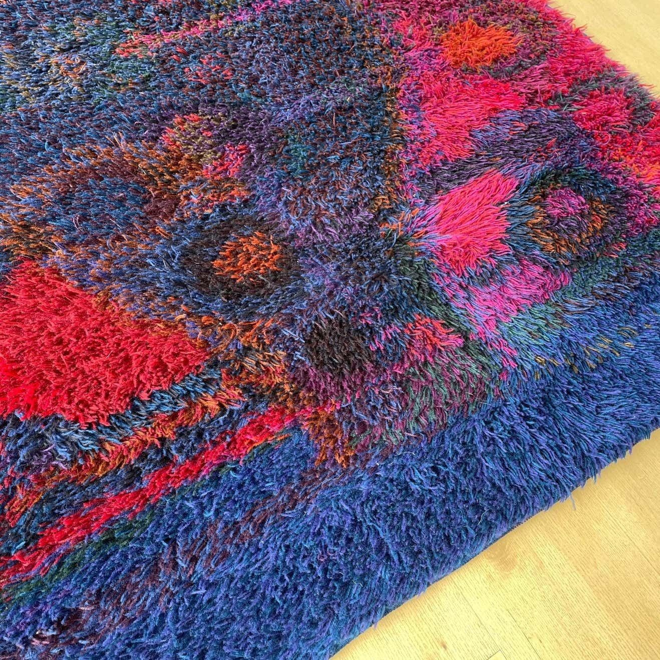 Original Scandinavian Rya Rug By Oili Mäki For Finnrya Oy Ab, Finland photo vintage