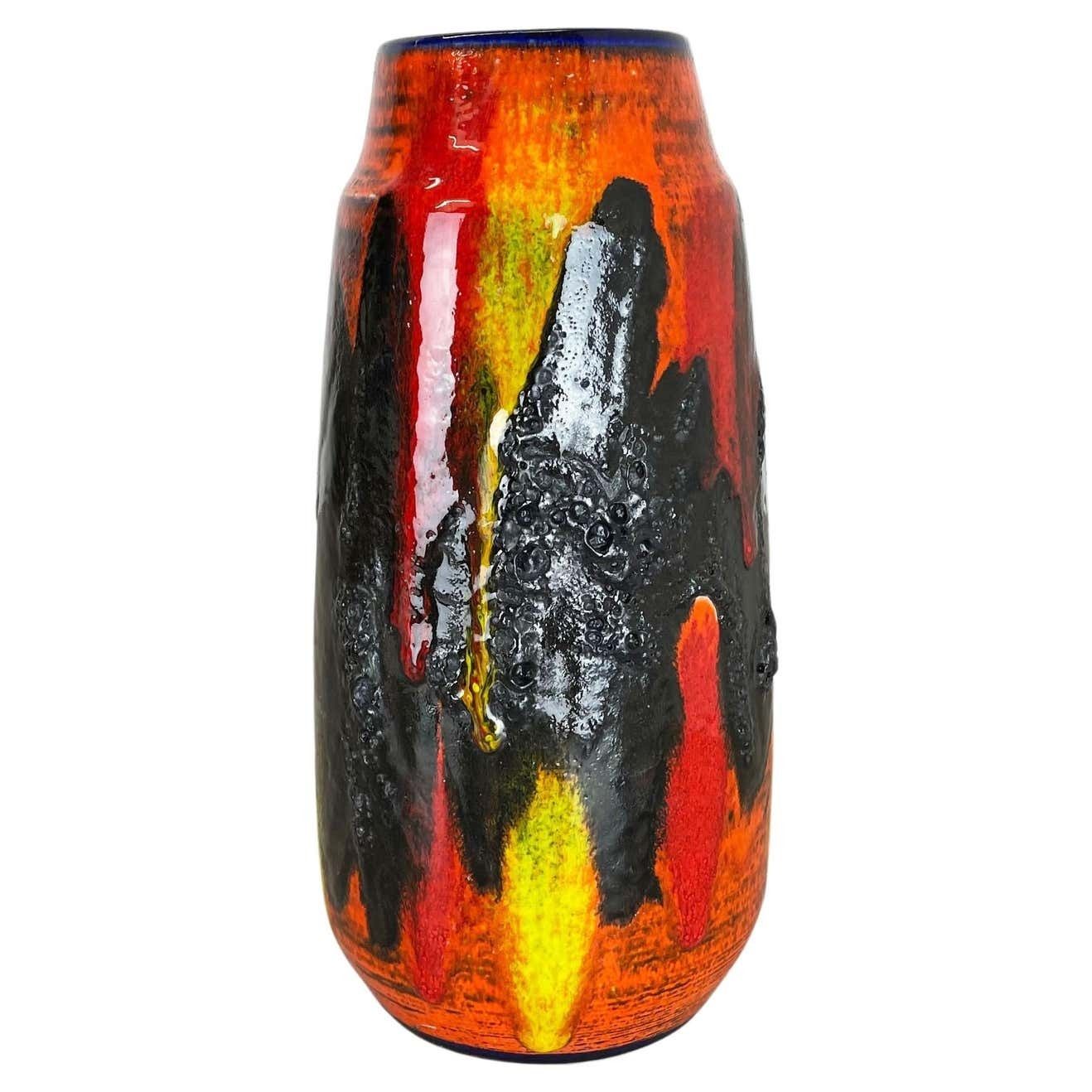 Rare Super Color Fat Lava Multi Color Vase Scheurich, Germany Wgp, 1970s