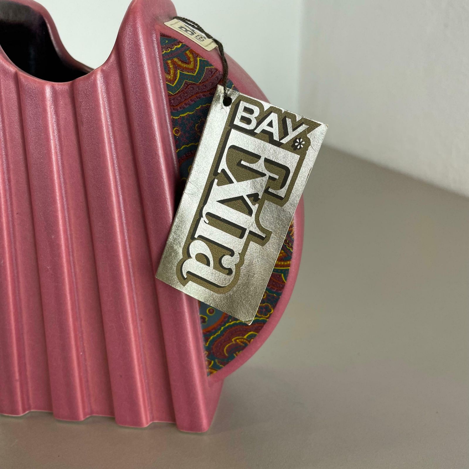 500.0 Set Of 2 Memphis Style Fat Lava Op Art Pottery Vases Bay Ceramics Germany, 1980s photo
