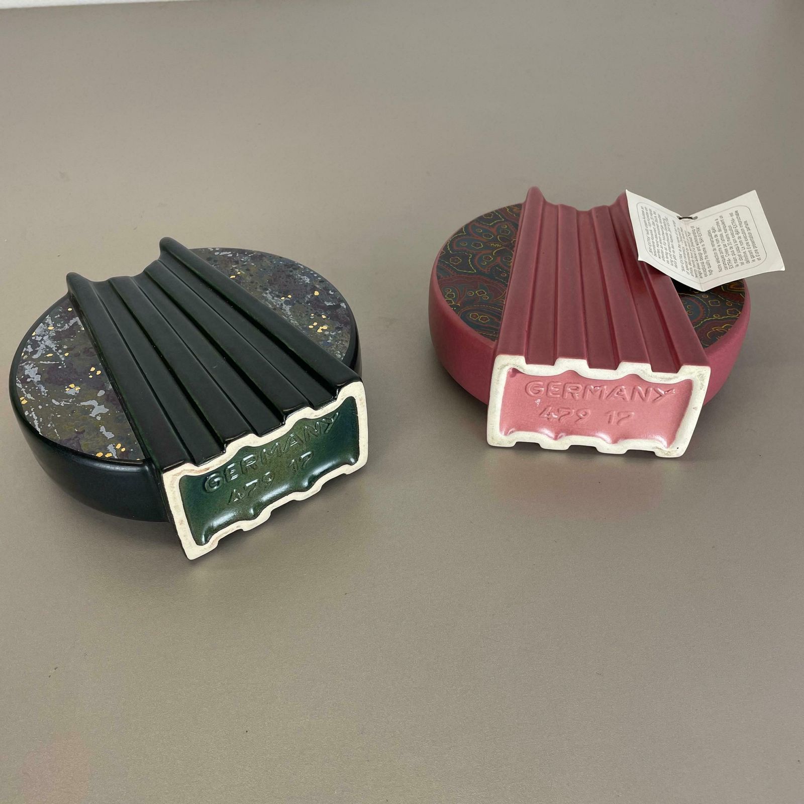 photo buy Set Of 2 Memphis Style Fat Lava Op Art Pottery Vases Bay Ceramics Germany, 1980s