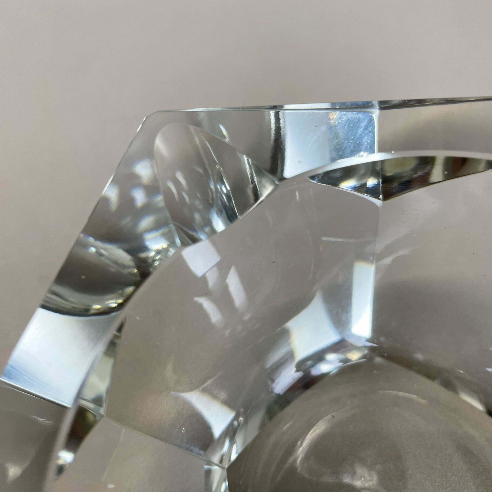 photo buy Large Murano Faceted Diamond Lucid Bowl Ashtray Element, Italy, 1970s