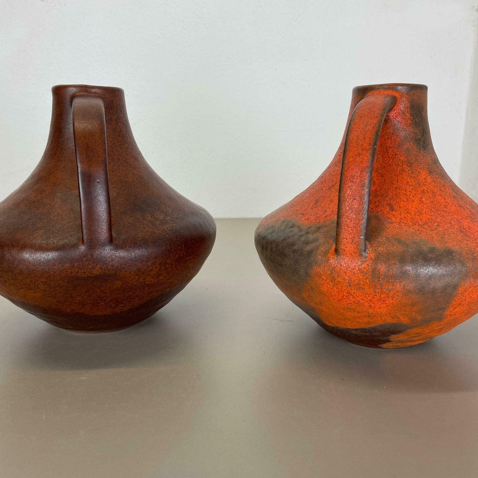 photo vintage Set Of 2 Fat Lava Pottery Vases Heinz Siery Carstens Tönnieshof, Germany, 1970s