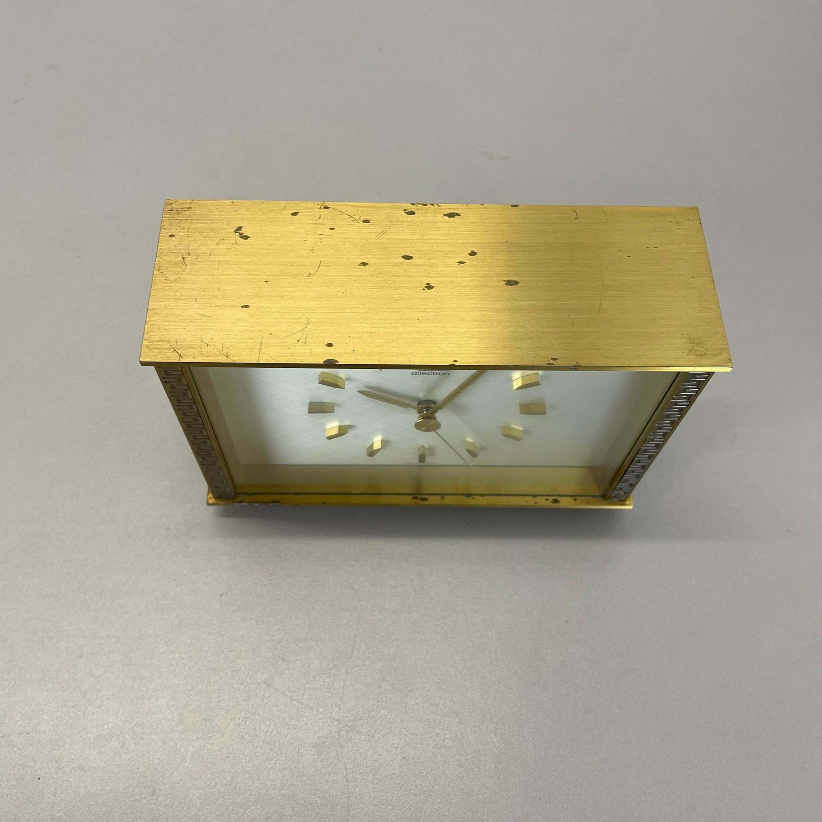 Vintage Modernist Metal Brass Table Clock By Diehl Dilectron, Germany 1960s photo Home Decor