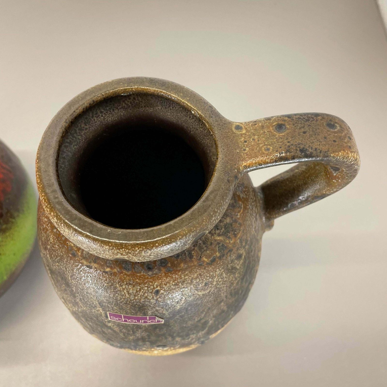 photo vinterior Set Of Two Pottery Fat Lava Vases "Multi Color" By Scheurich, Germany, 1970s