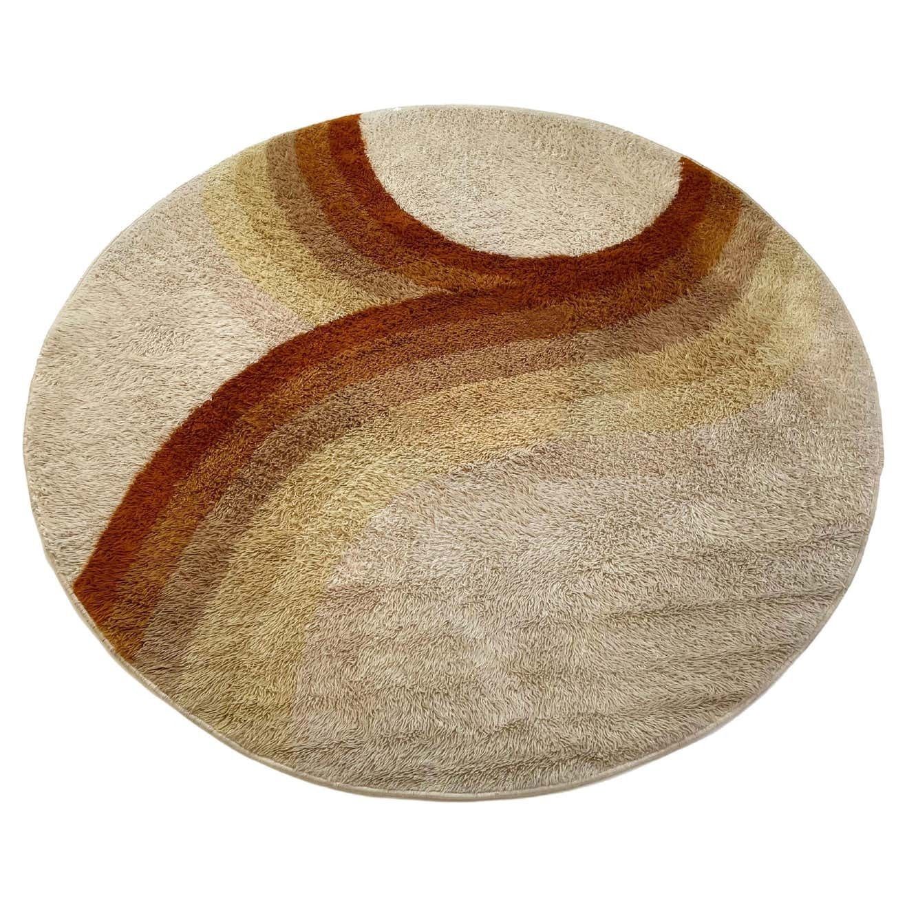 Extra Large 1970s Modernist Multi Color High Pile Rya Rug By Desso, Netherlands