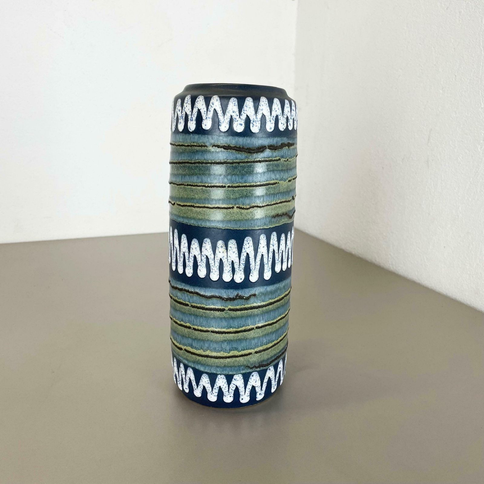 Rare Prototpye Glaze Fat Lava Multi Colour Vase Scheurich Germany Wgp 1970s photo for sale