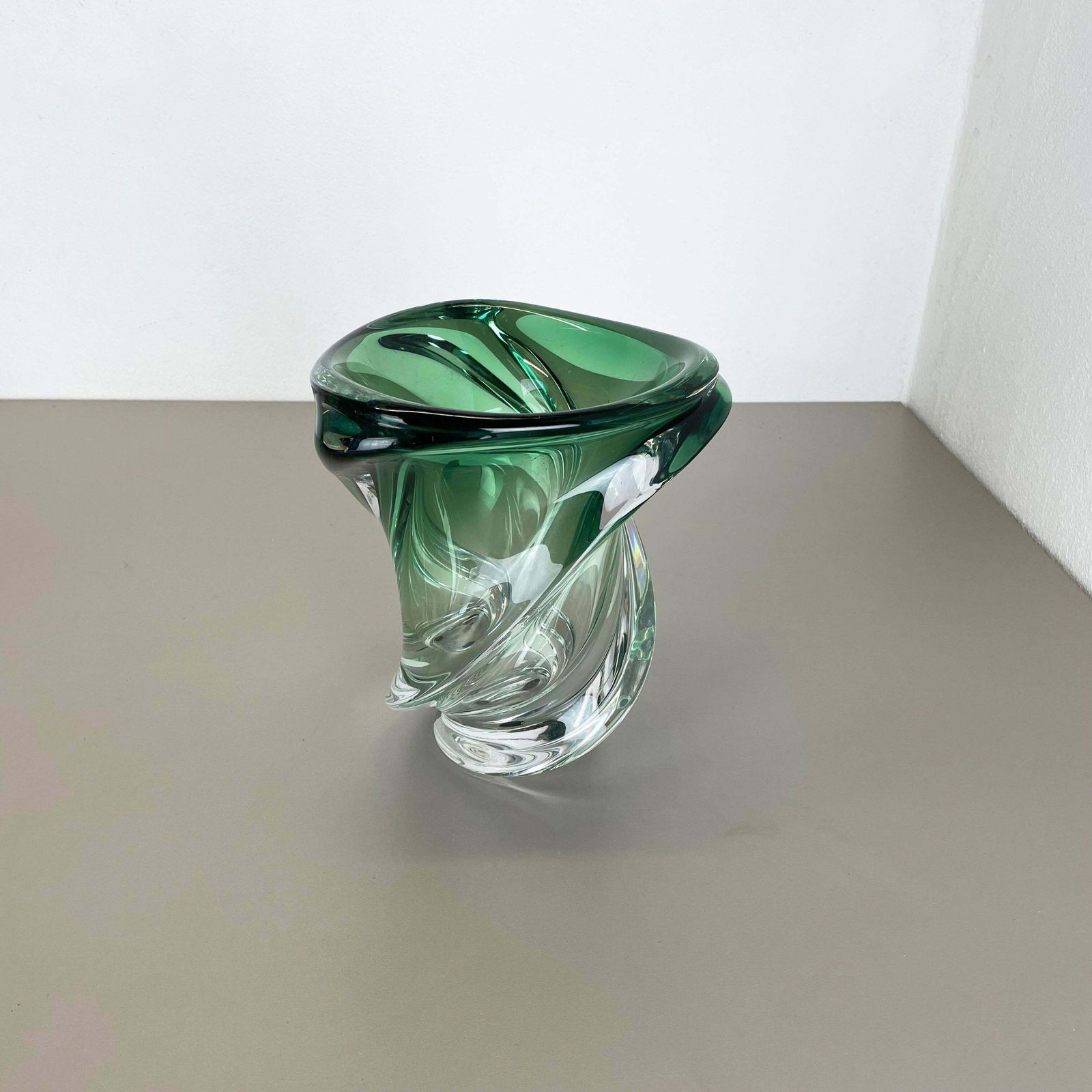 Heavy 5,1kg Crystal Wave Glass Vase Object By Val Saint Lambert Belgium 1960s photo Home Decor