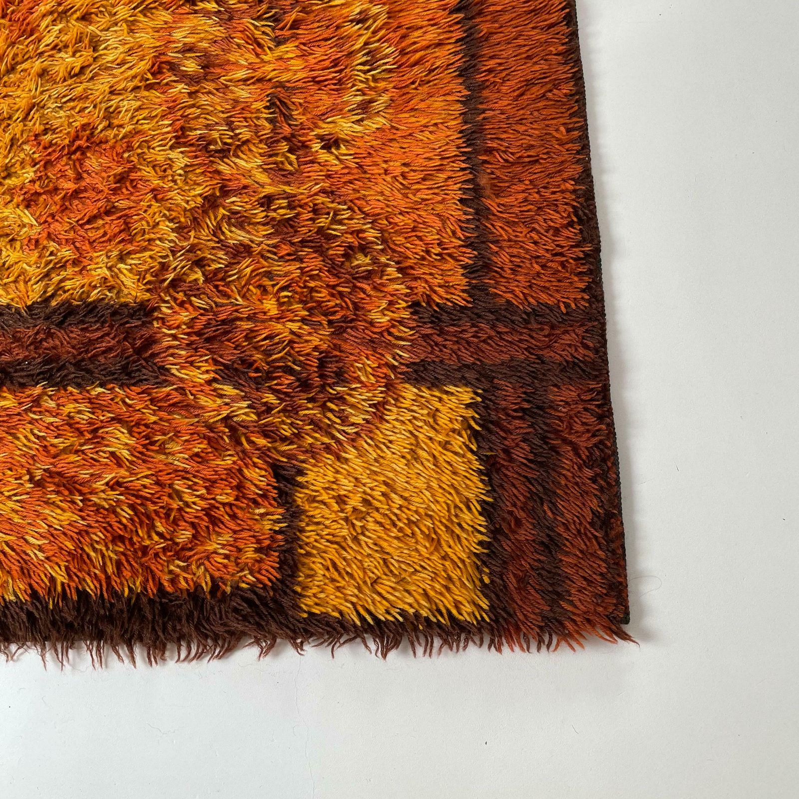 Original Scandinavian Square Pattern Rya Rug By Ege Taepper, 1960s, Denmark photo buy