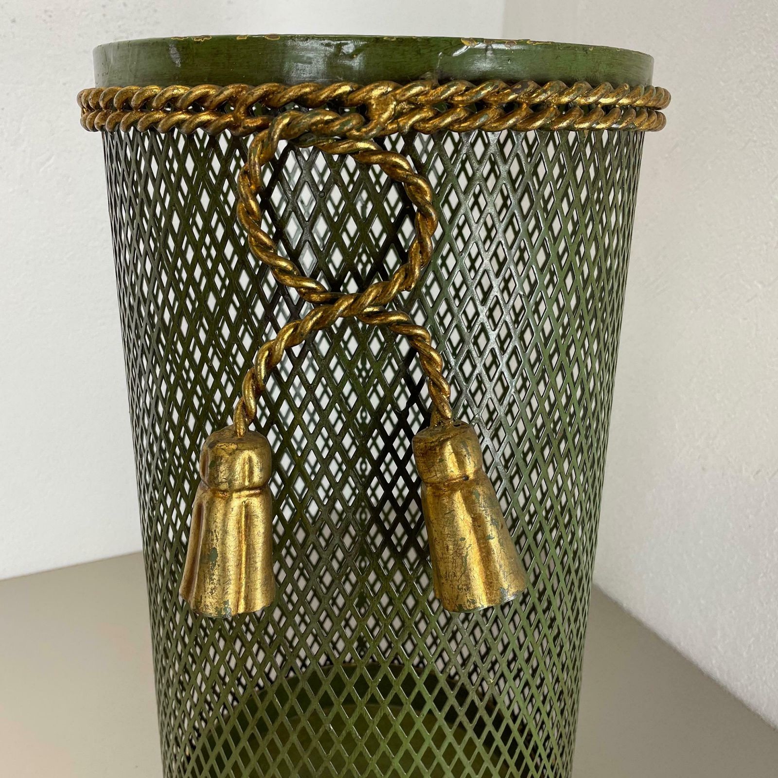Hollywood Regency Gilded Metal Umbrella Stand By Li Puma, Firenze, Italy, 1950s photo vintage