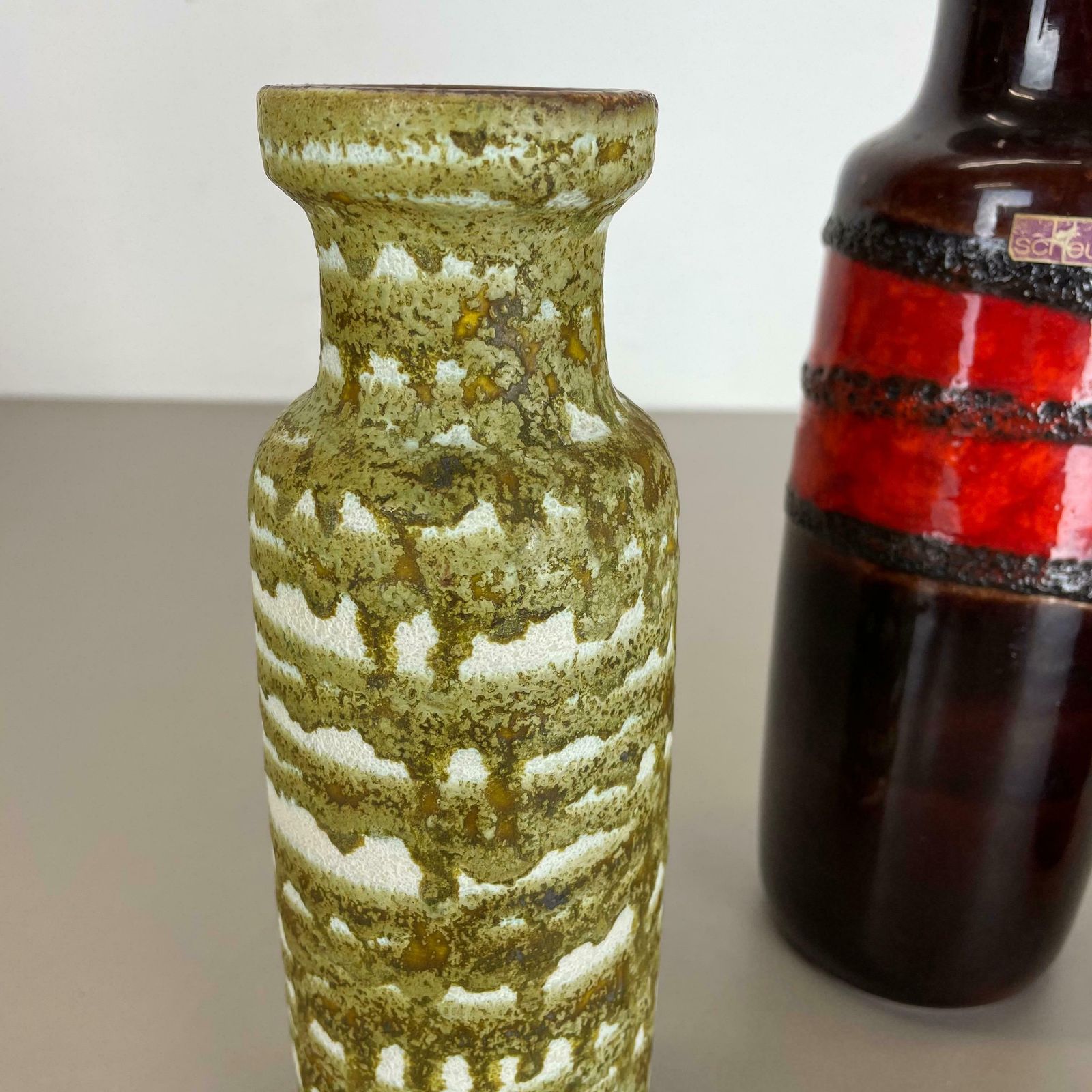 Set Of Three Vintage Pottery Fat Lava Vases Made By Scheurich, Germany, 1970s photo buy