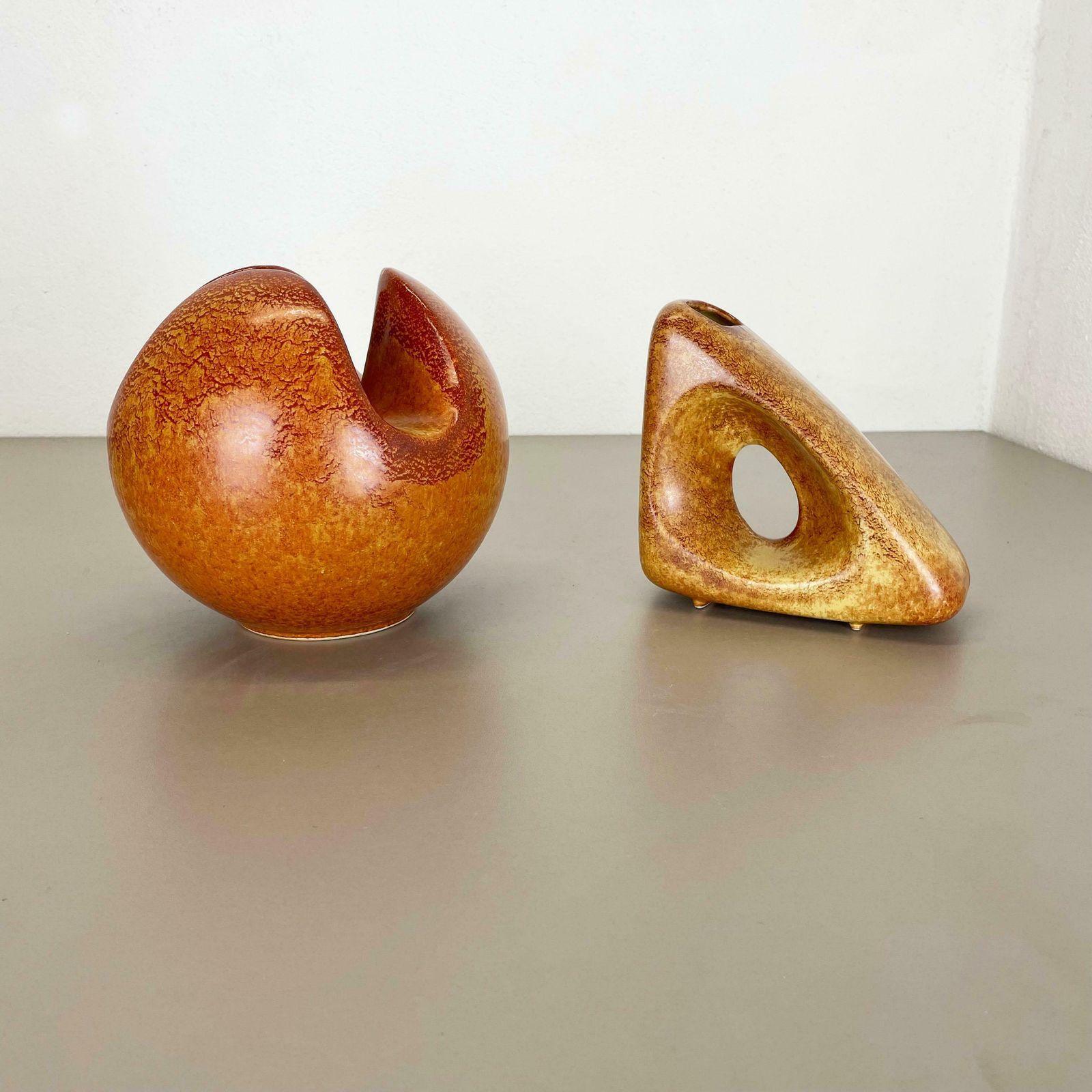 Set Of 2 Ceramic Studio Pottery Vases By Bertoncello Ceramics Italy 1970s photo furniture