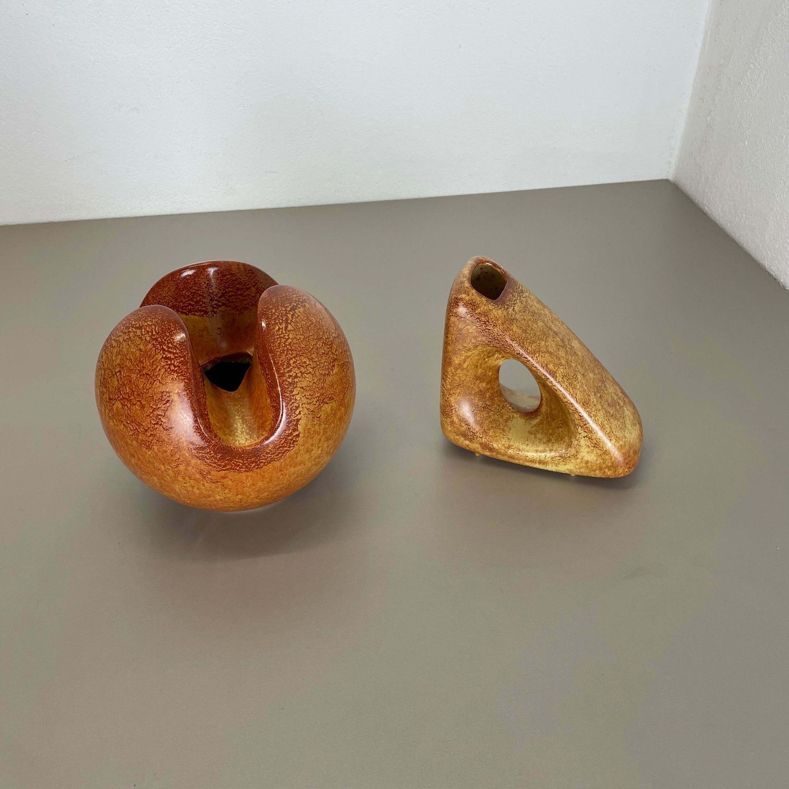 Set Of 2 Ceramic Studio Pottery Vases By Bertoncello Ceramics Italy 1970s photo for sale