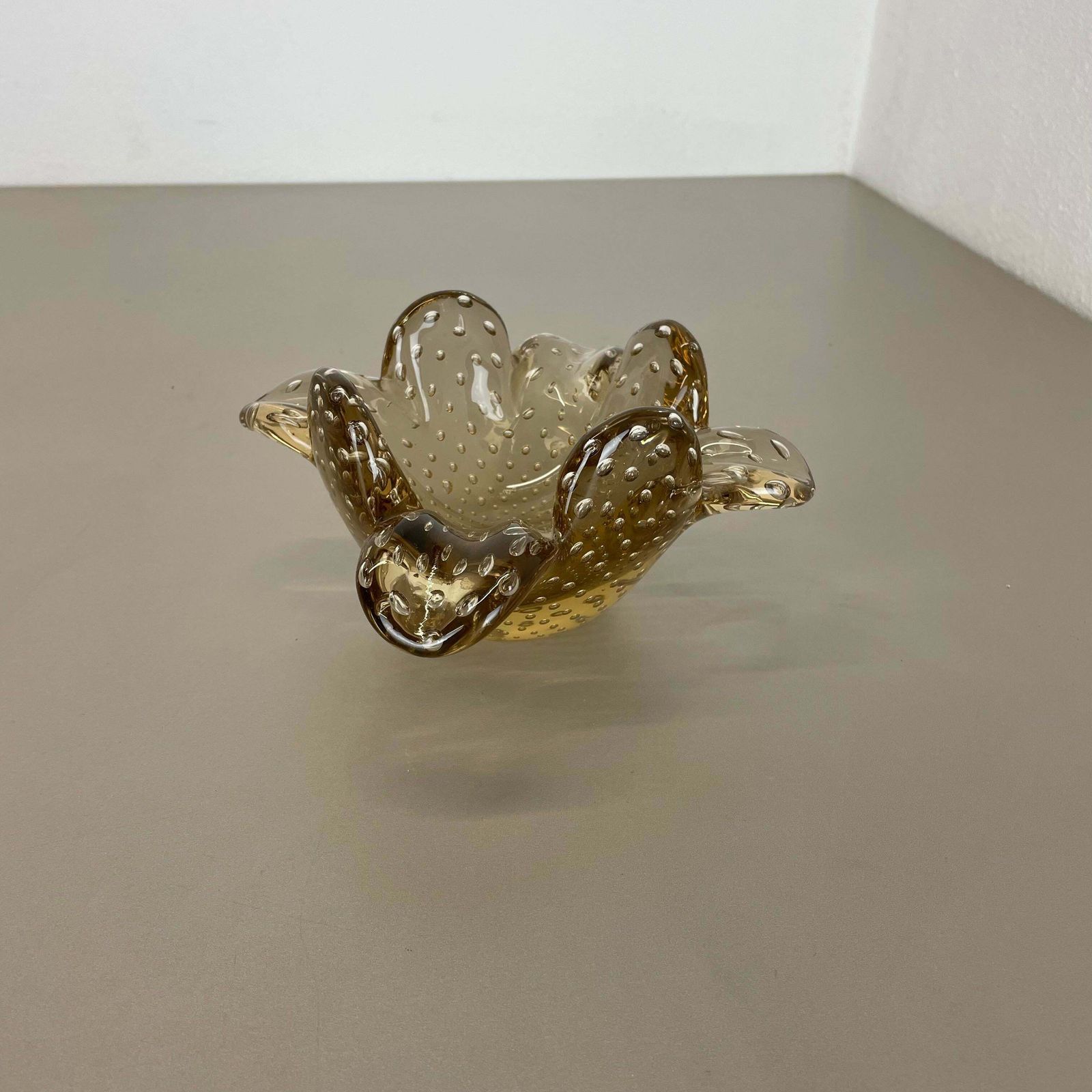Glass Bowl Element Shell Ashtray Murano Bubble By Barovier And Toso Italy 1970s photo for sale