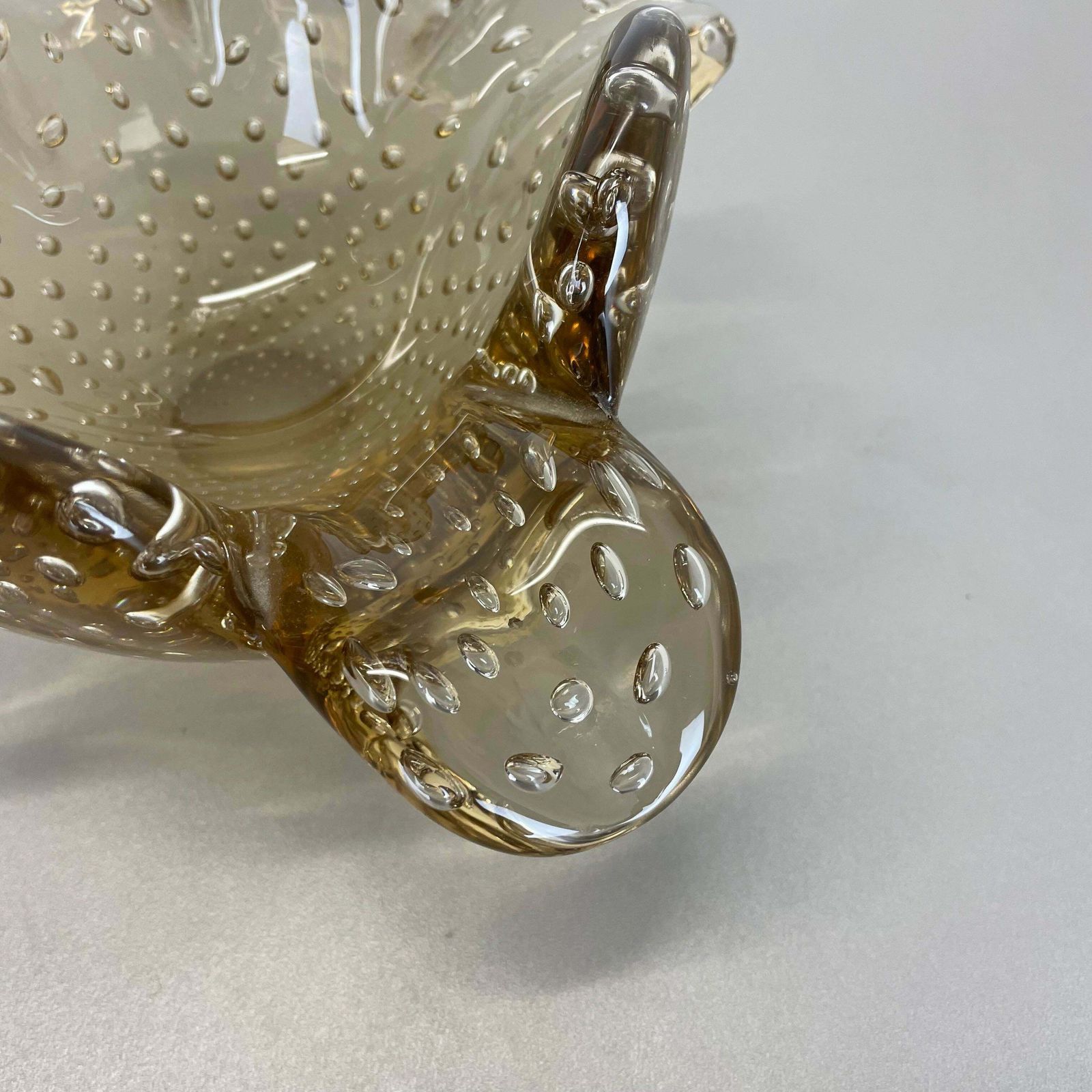 Glass Bowl Element Shell Ashtray Murano Bubble By Barovier And Toso Italy 1970s photo vintage