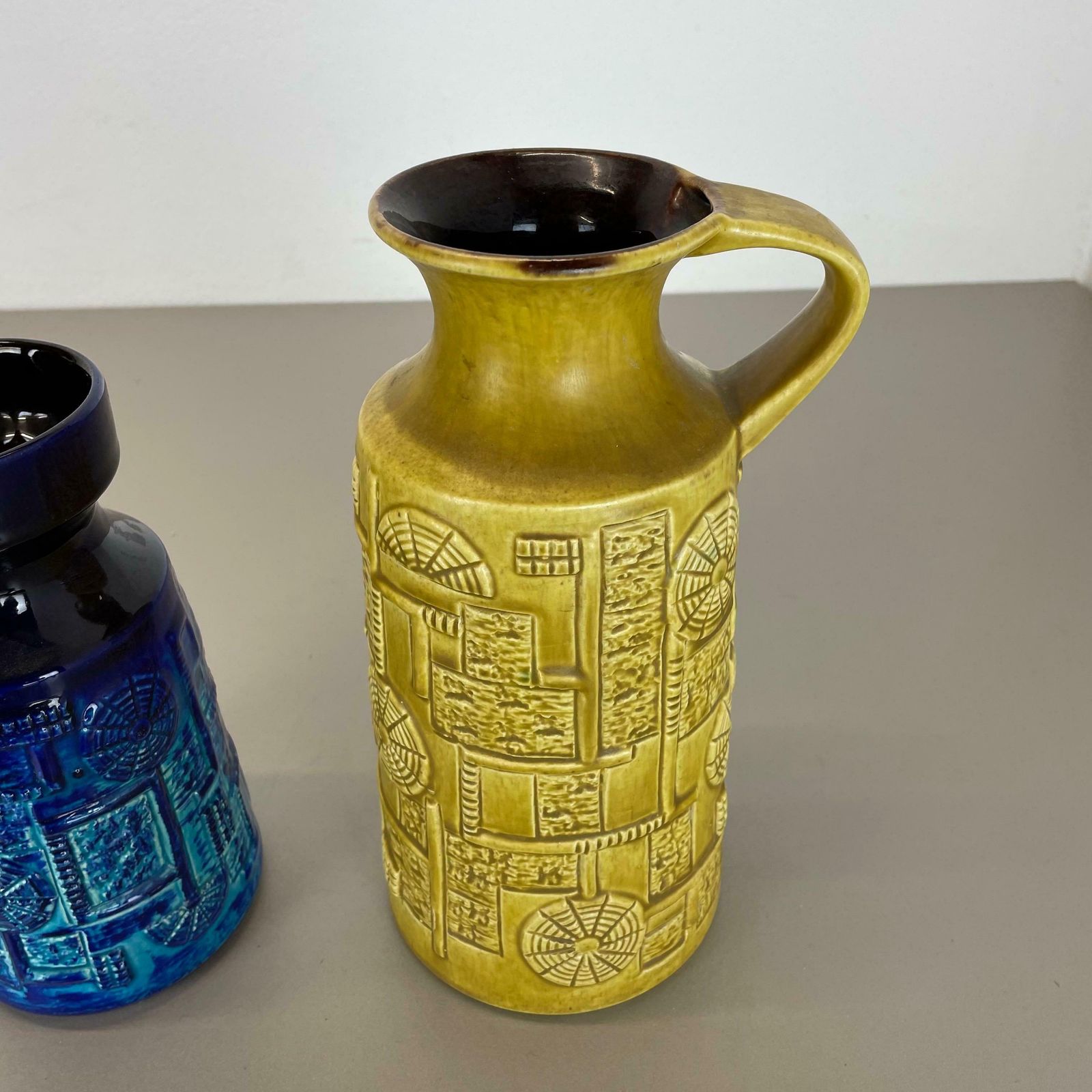 Home Decor Set Of 2 Multi Colour Fat Lava Op Art Pottery Vase By Bay Ceramics Germany 1970s photo