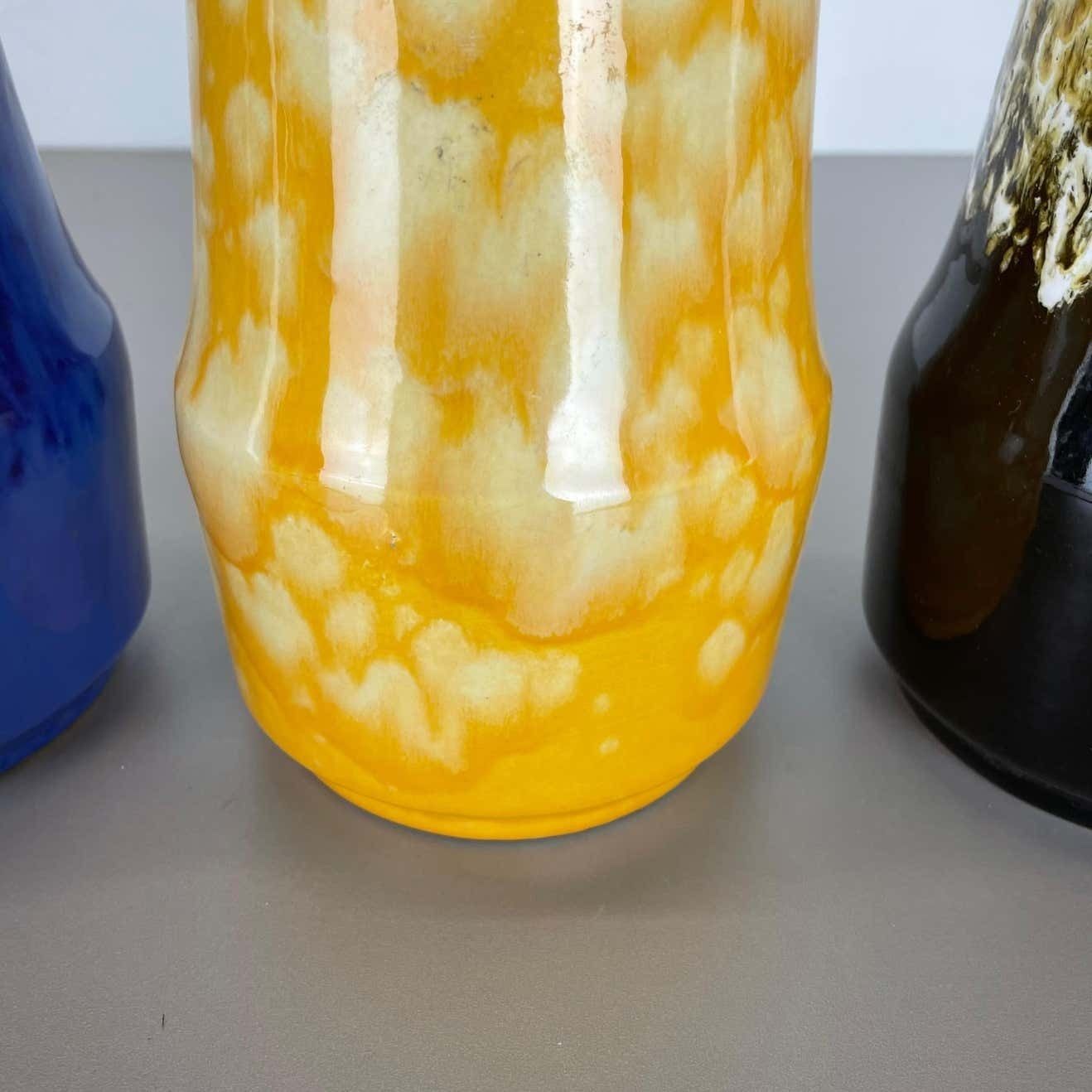 542.0 Set Of Three Pottery Fat Lava "Supercolor" Vases Made By Scheurich Germany 1970s photo