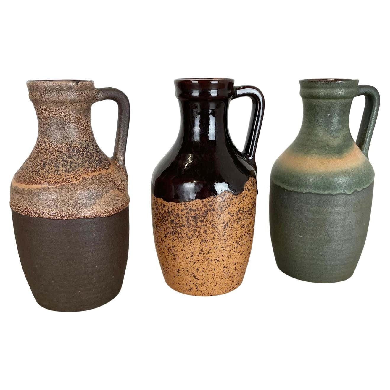 Set Of Three Pottery Fat Lava "Supercolor" Vases Made By Marei, Germany, 1970
