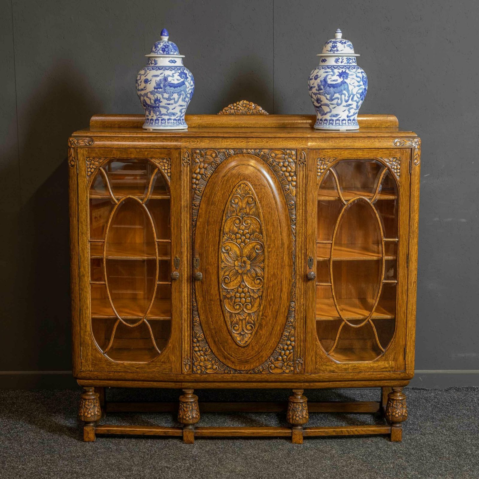 Early 20th Century Carved Oak Bookcase photo furniture