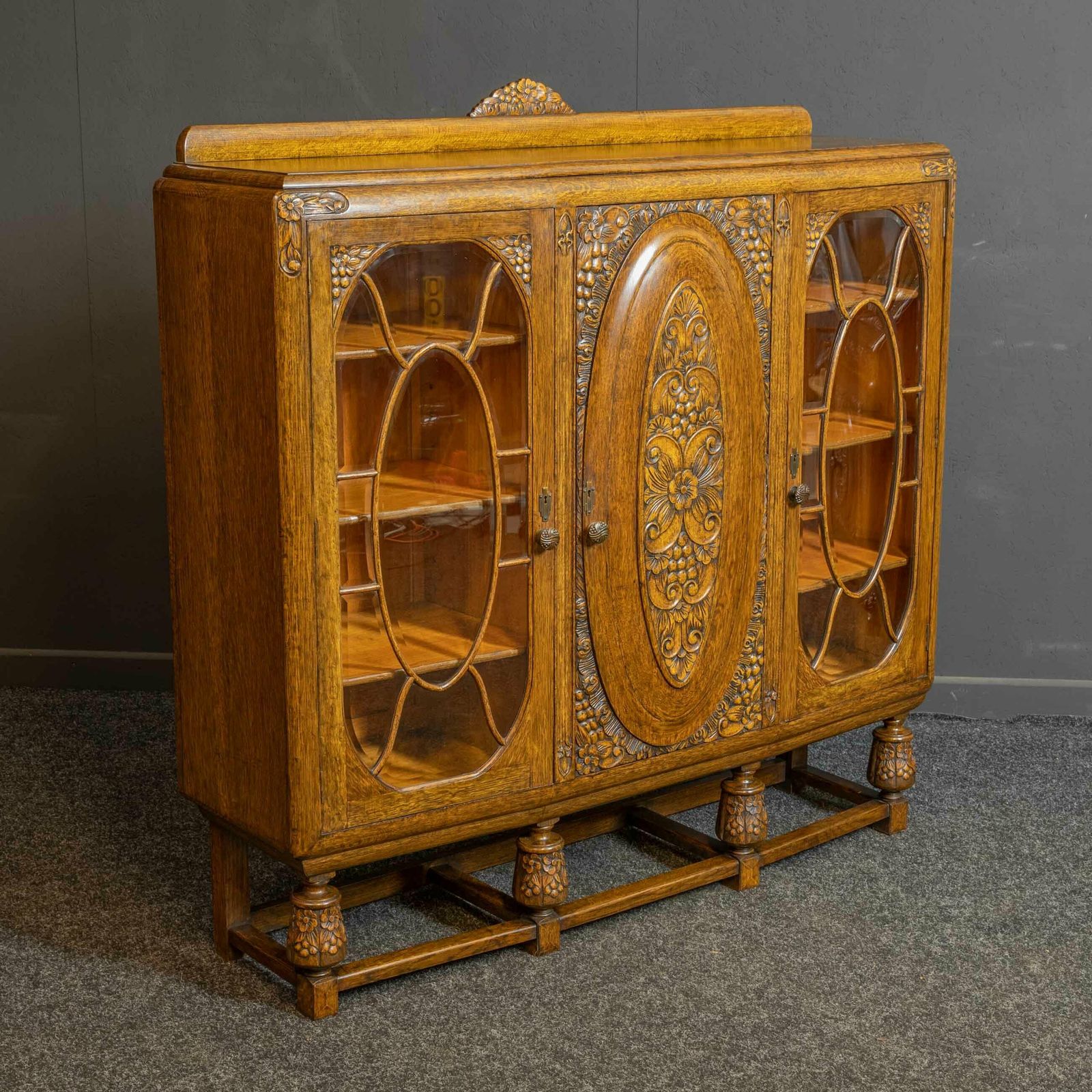Early 20th Century Carved Oak Bookcase photo for sale