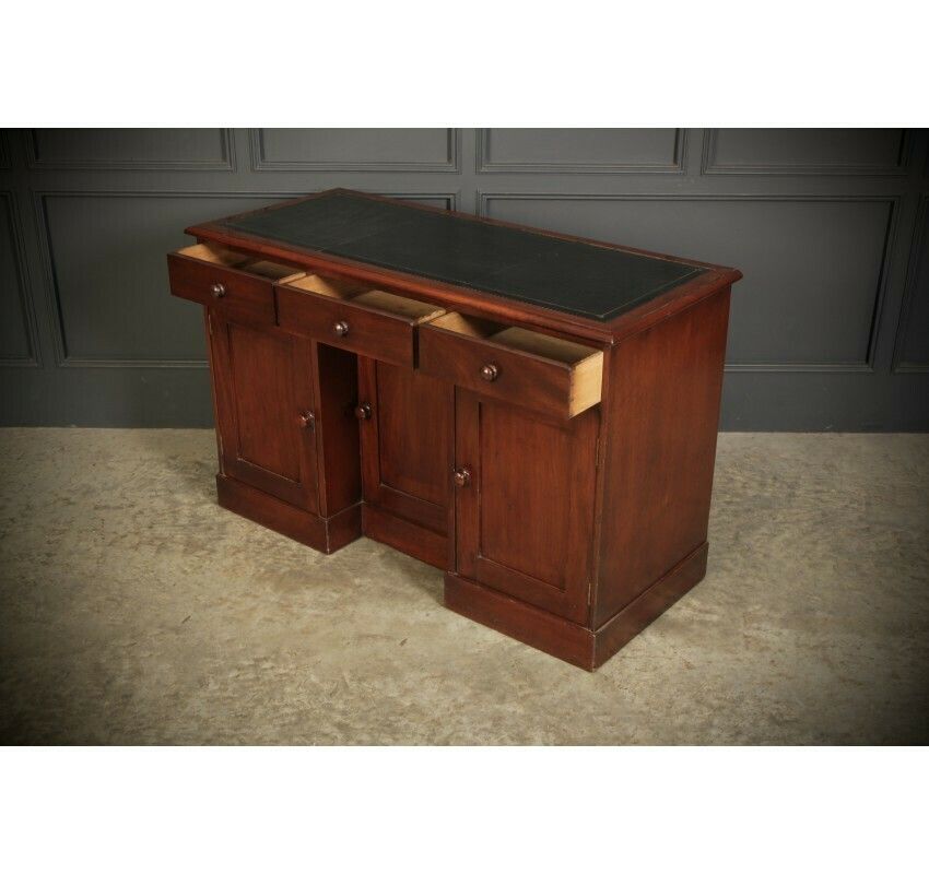 Early Victorian Mahogany Kneehole Desk photo vintage