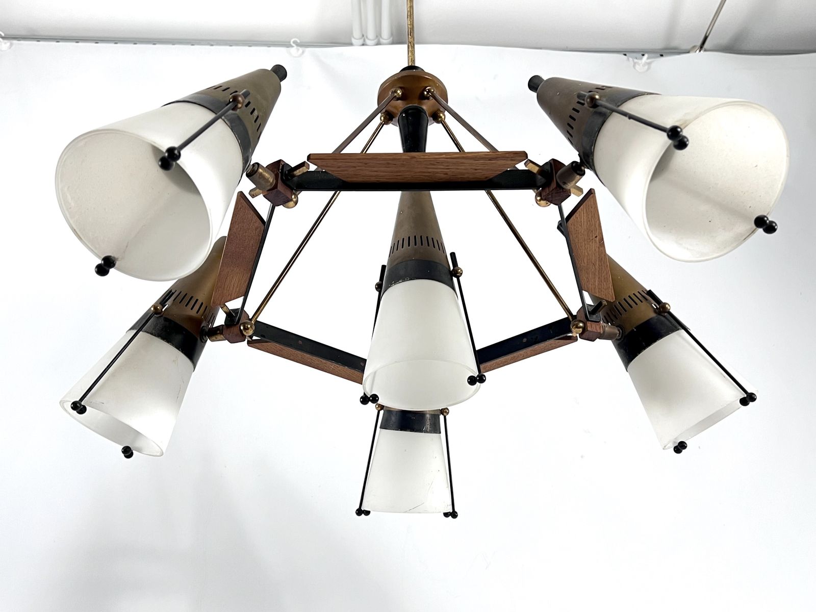 Rare Mid Century Modern Sputnik Chandelier By Stilnovo. Italy 1950s photo buy