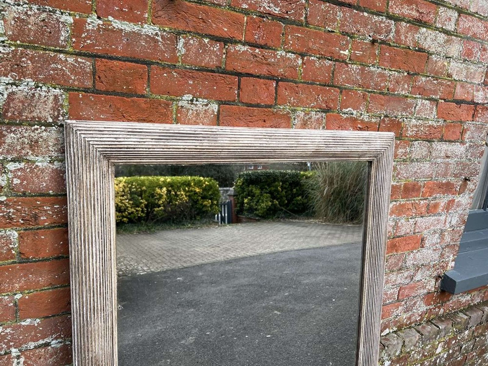 A Delightful Large Antique French 19th C Ribbed Mirror. photo vintage