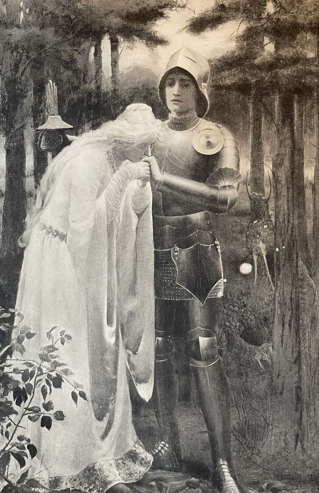 Mary Raphael Britomart And Amoret 1899 Original Steel Plate Engraving photo buy