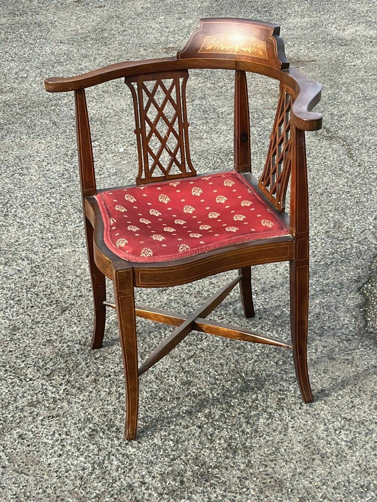 Antique Inlaid Mahogany Armchair photo Furniture