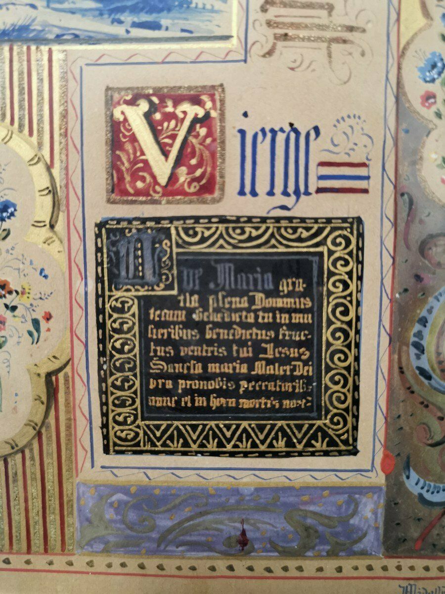 Jean Midolle (actif vers 1830-1850), calligraphe. Enluminure religieuse photo for sale