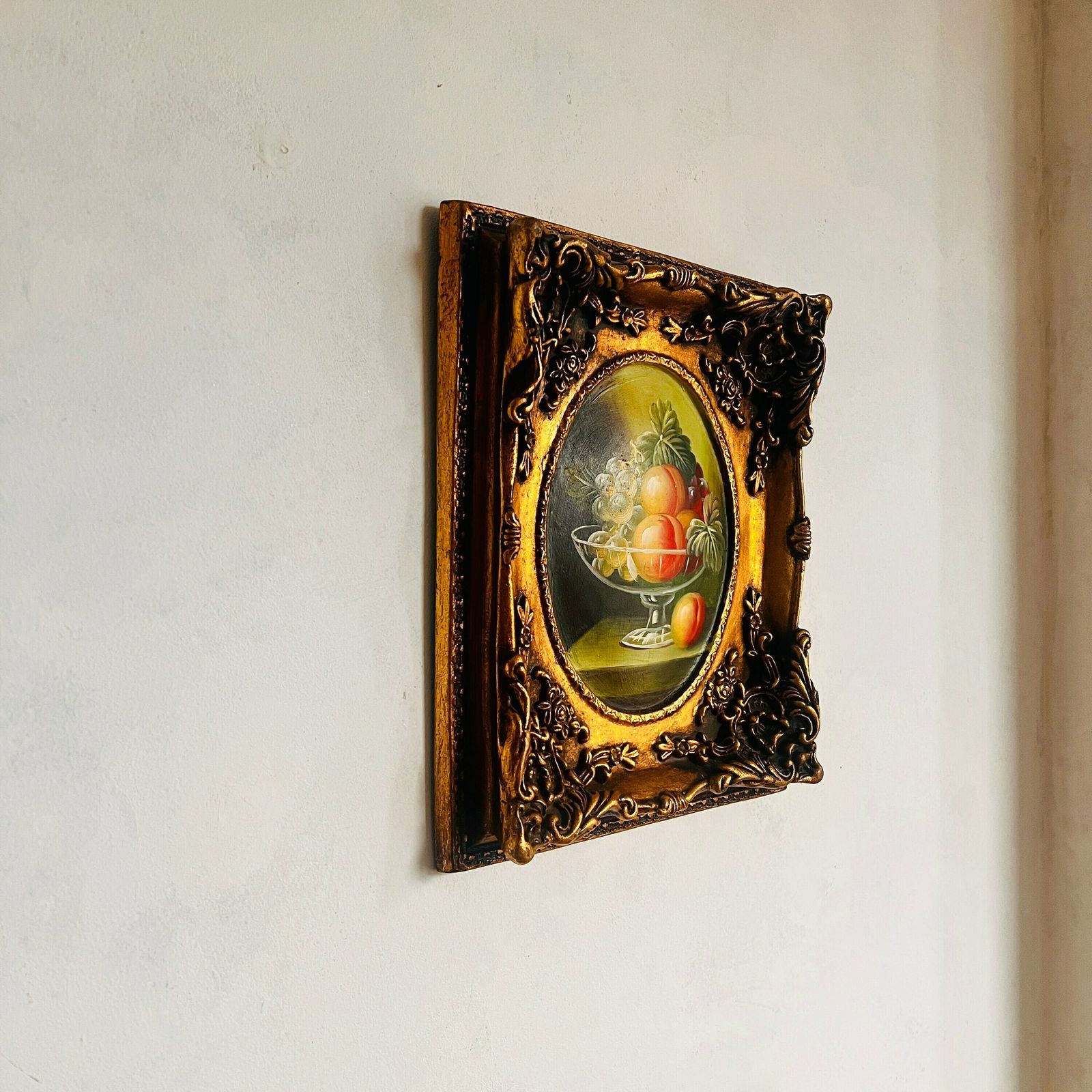 Gorgeous Old Hand Painting On Wood, Golden Frame, Home Decor, Wall Hanging, Interior Design photo furniture