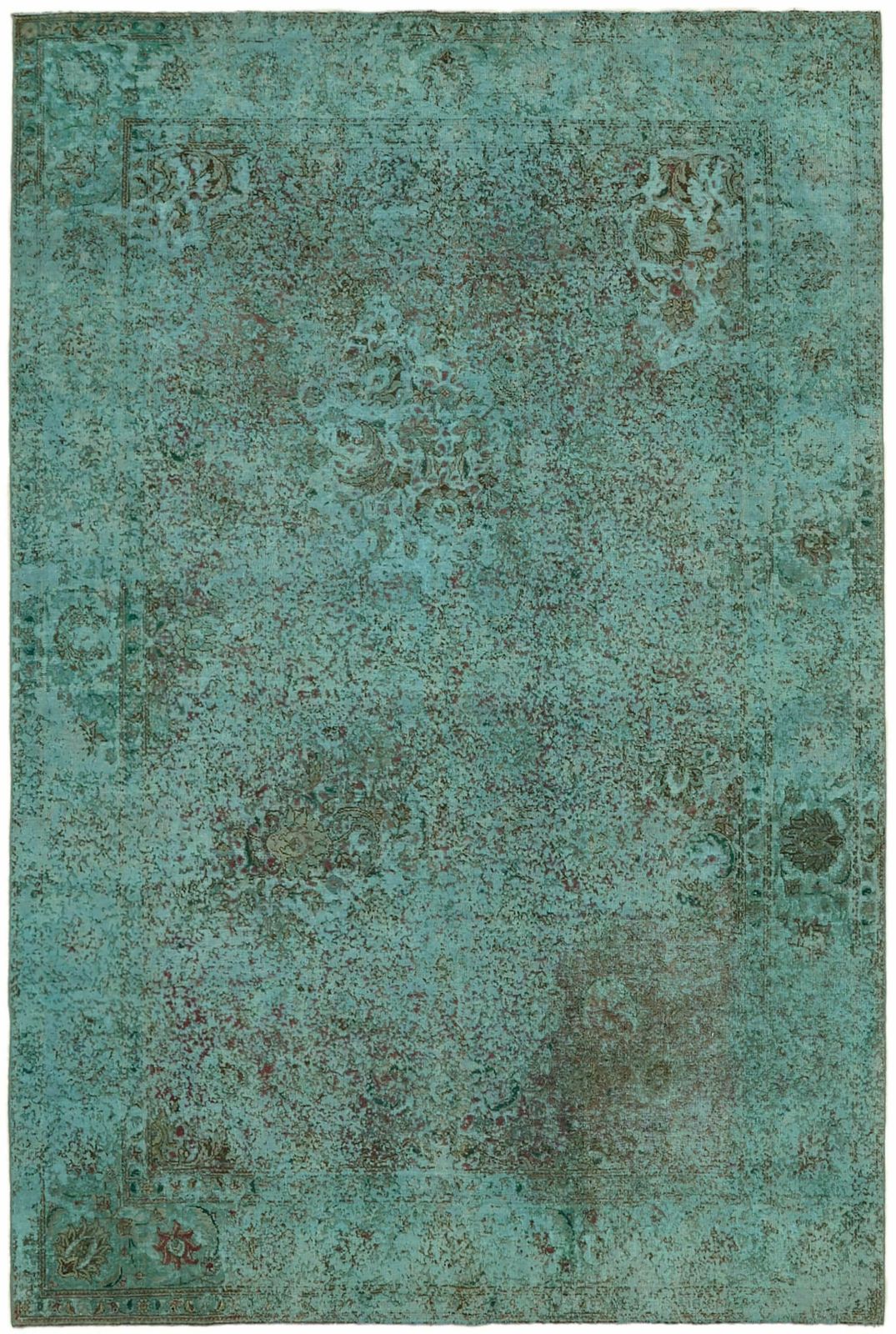 Handmade 356 X 240 Cm Turquoise Over Dyed Large Area Rug