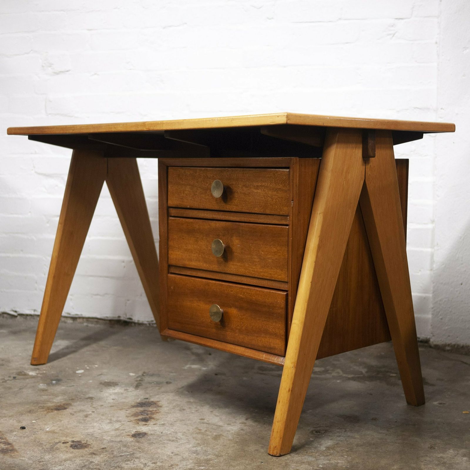 Mid Century Teak Desk With Formica Top, 1960s photo for sale