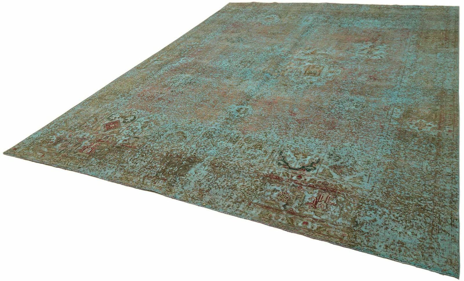 Handmade Turquoise 375 X 290 Cm Over Dyed Large Area Rug photo for sale