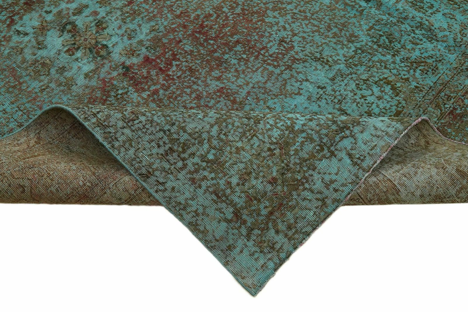 Handmade Turquoise 375 X 290 Cm Over Dyed Large Area Rug photo vinterior